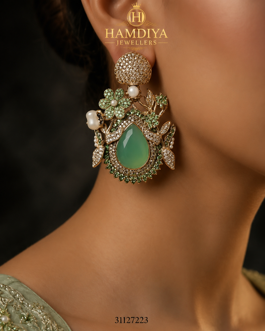 Emerald Baroque Pearl Earrings