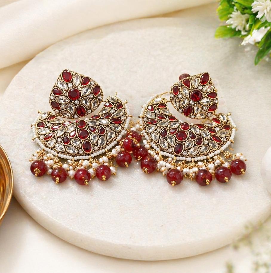 Elegant Kundan Chandbali Earrings – Artificial Jewellery
