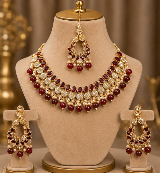 ✨ Elegant Gold Pearl Jewellery Set ✨