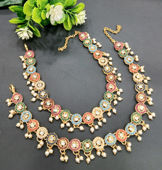 Elegant Multicolour Anklet Pair – Artificial Jewellery