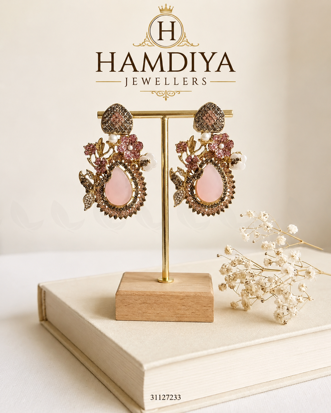 Emerald Baroque Pearl Earrings