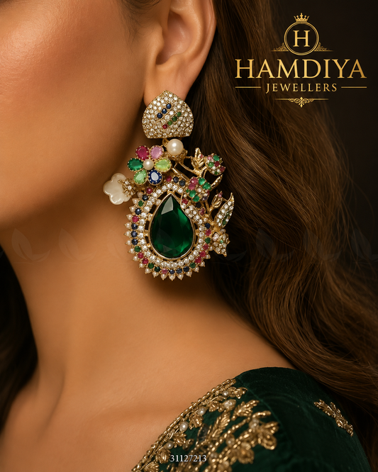 Emerald Baroque Pearl Earrings