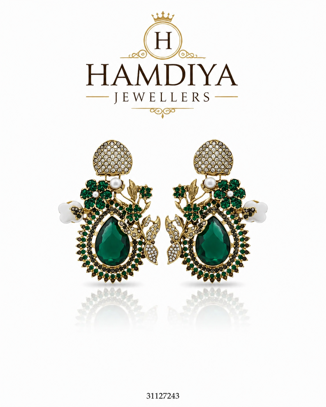 Emerald Baroque Pearl Earrings