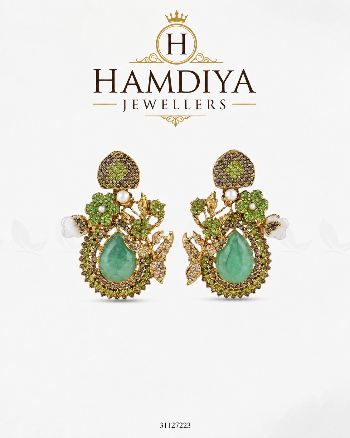 Emerald Baroque Pearl Earrings