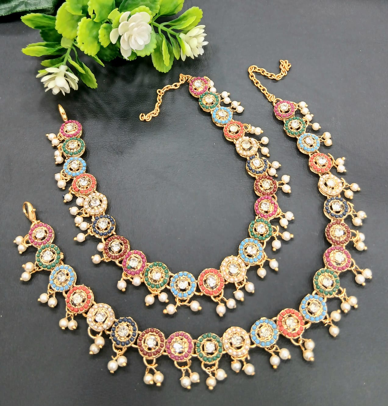 Elegant Multicolour Anklet Pair – Artificial Jewellery