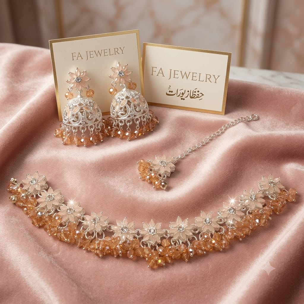 ✨ Elegant Gold-Tone Floral Jewellery Set ✨