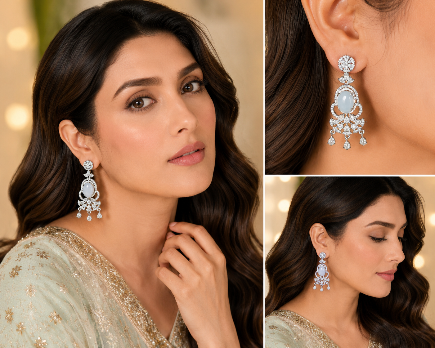 artificial zircon earrings