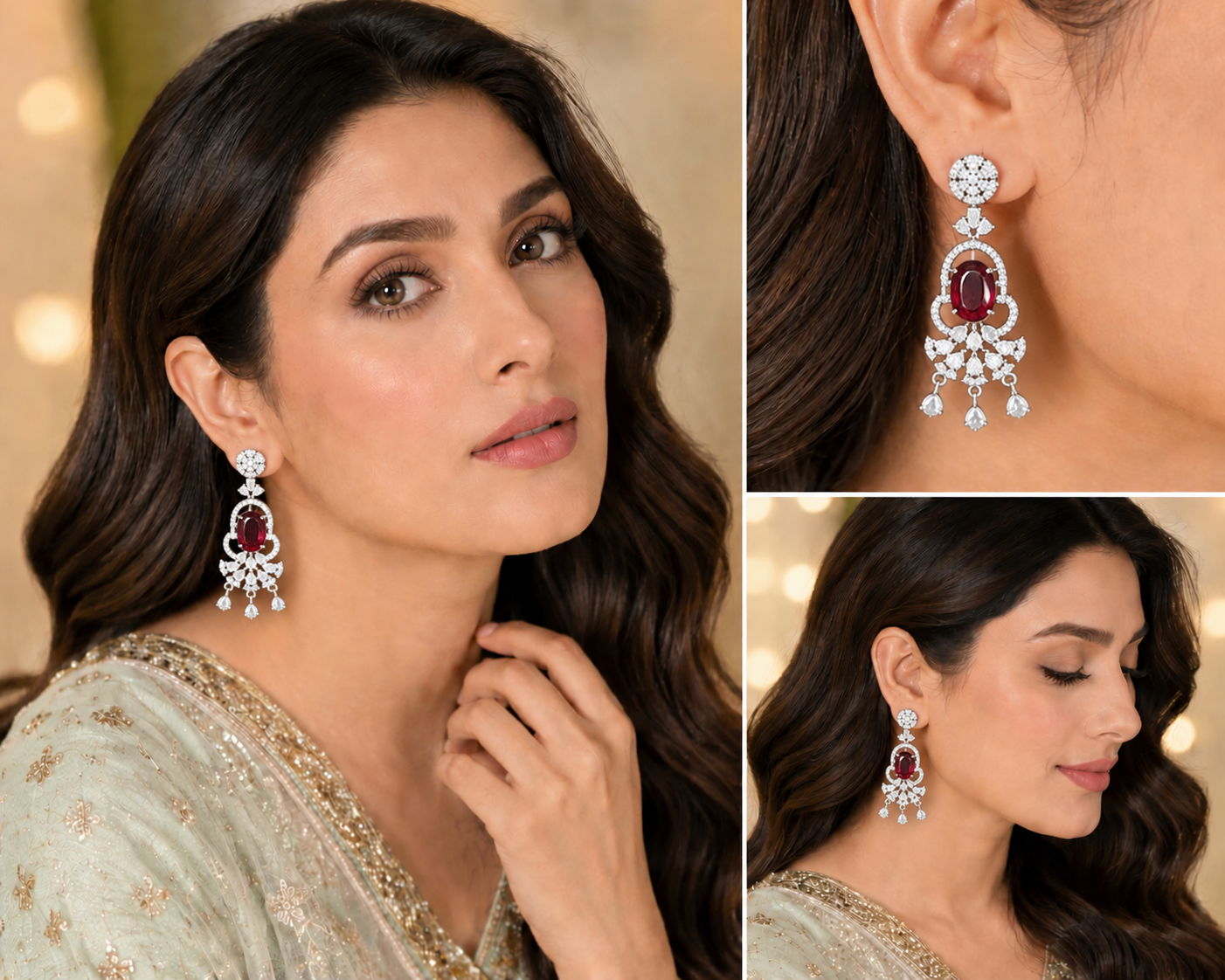 artificial zircon earrings