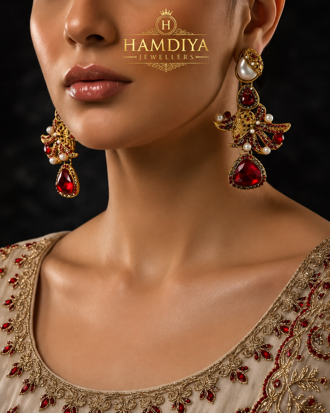 Bella Ruby Statement Drop Earrings