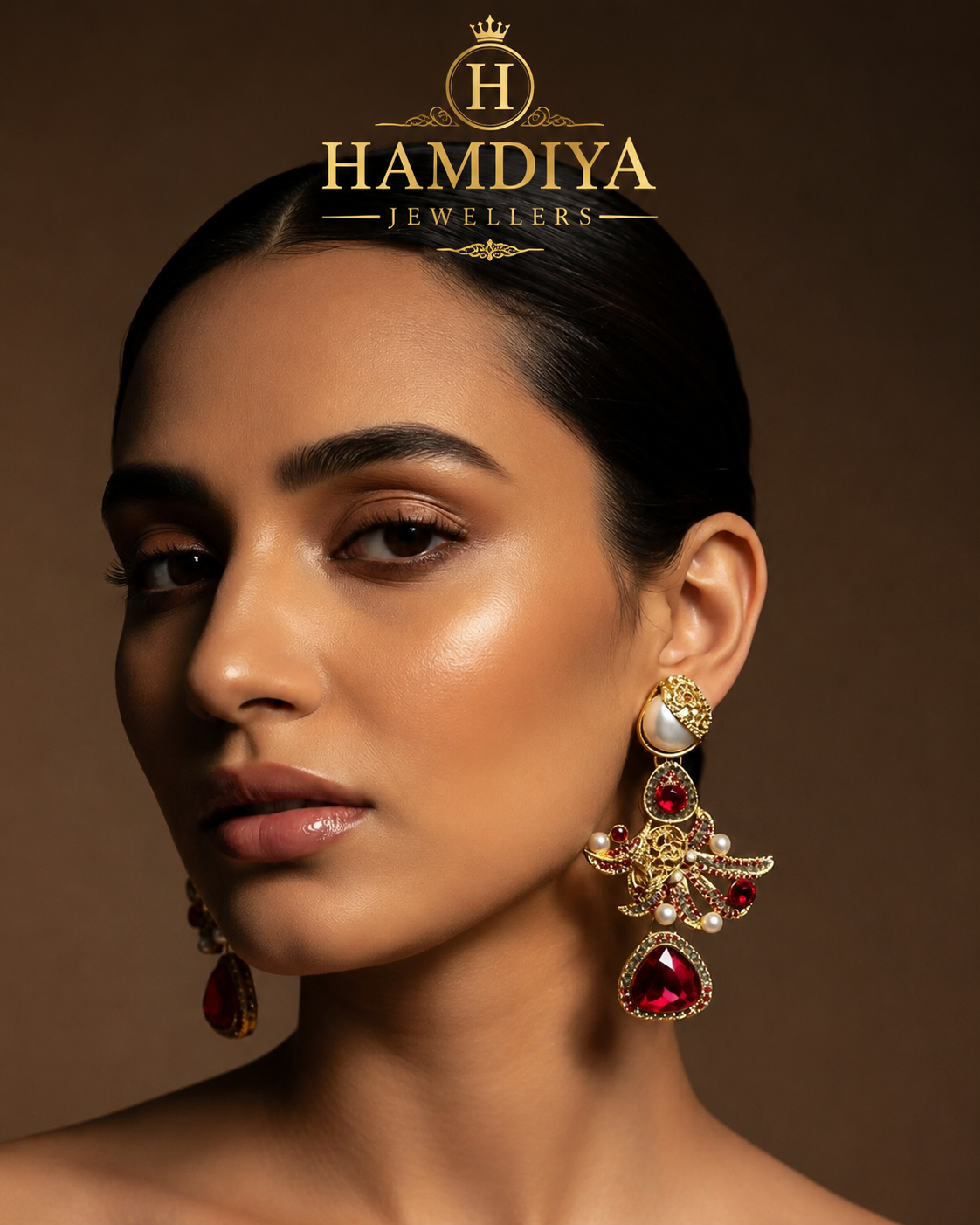 Bella Ruby Statement Drop Earrings