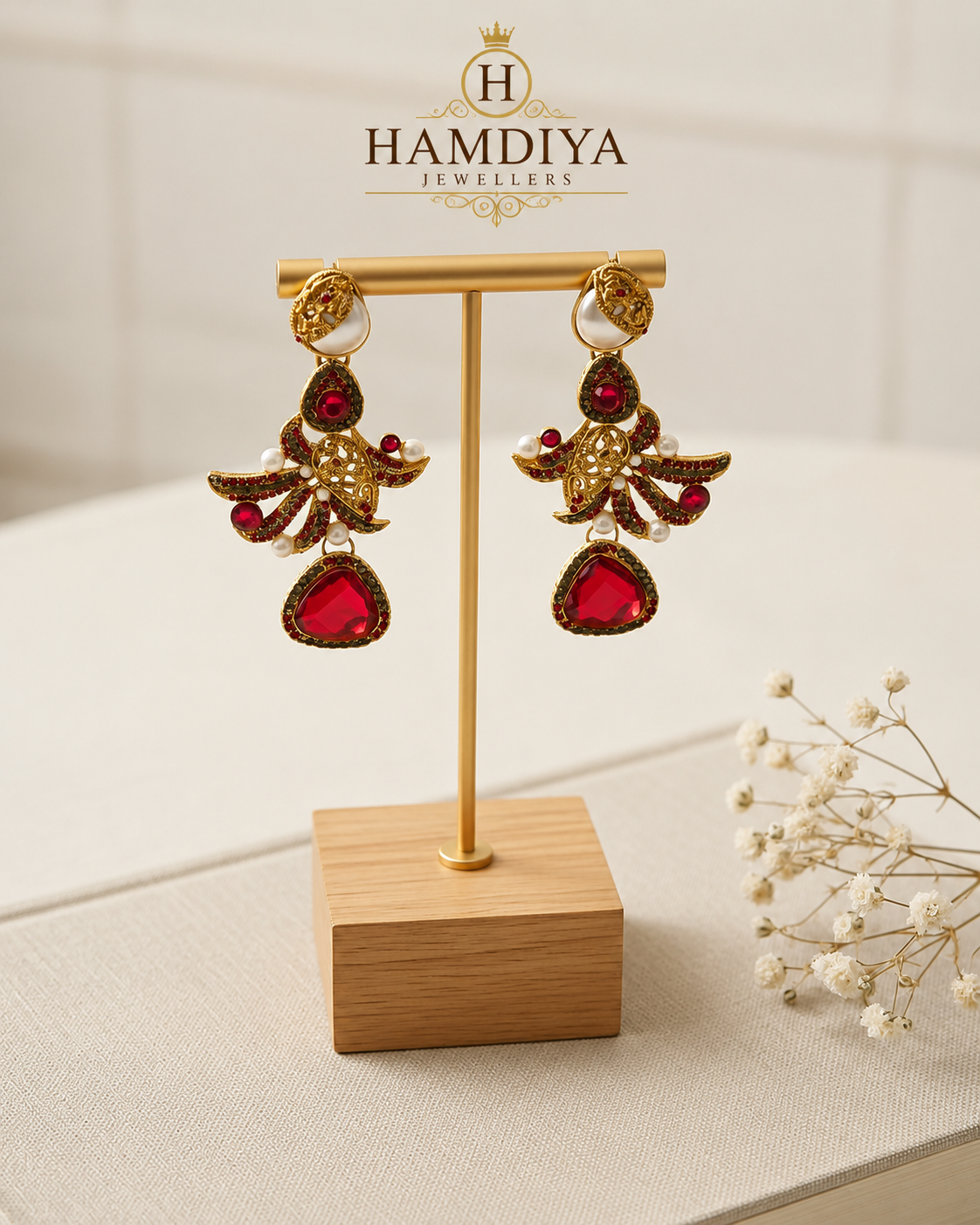 Bella Ruby Statement Drop Earrings