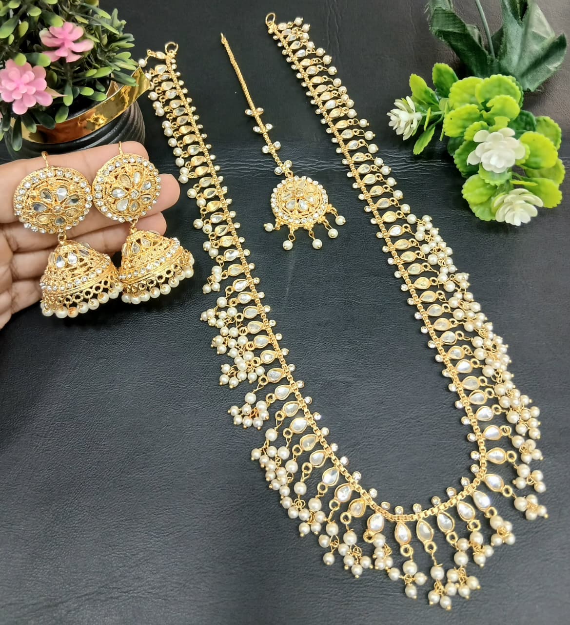 ✨ Elegant Artificial Pearl Jewellery Set ✨