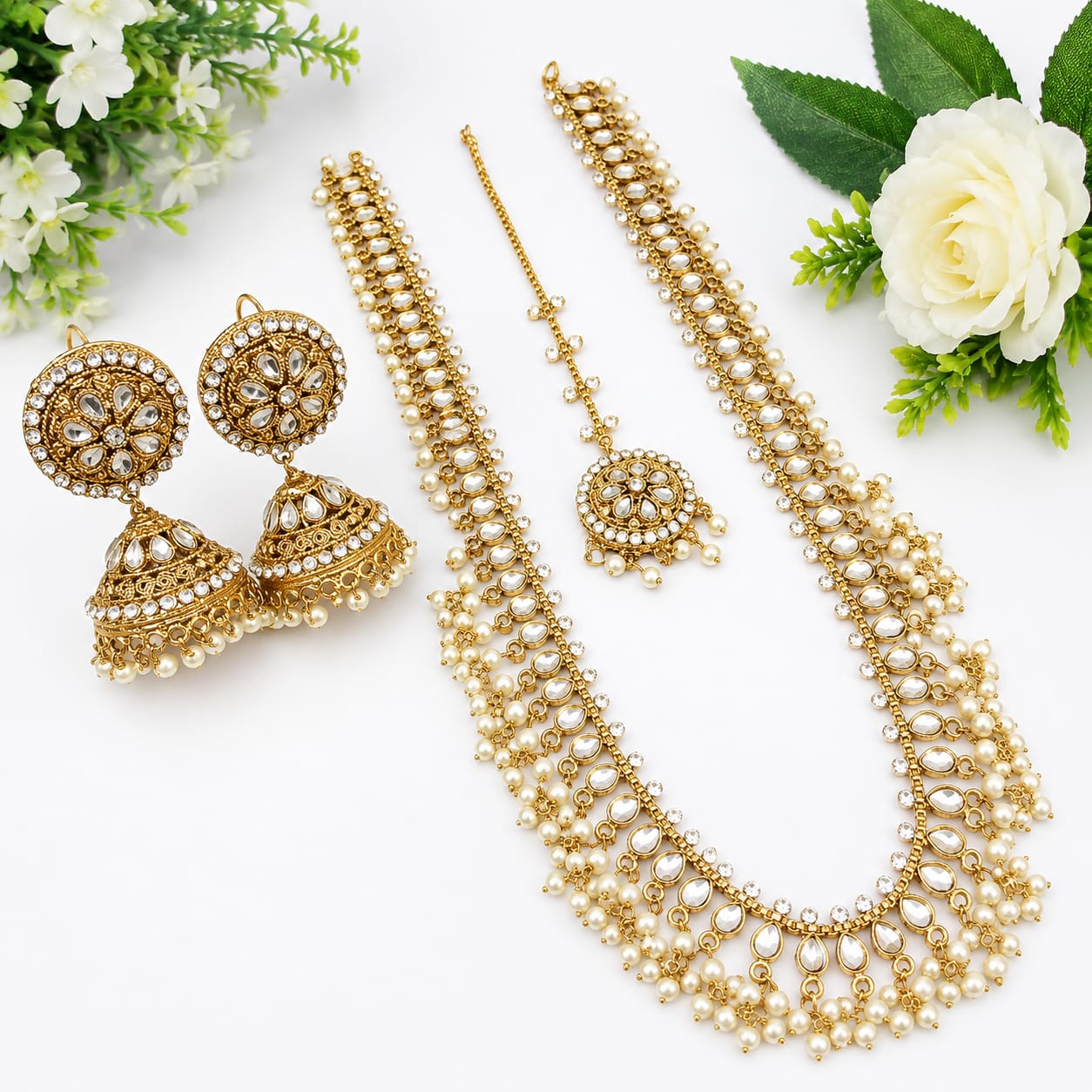 ✨ Elegant Artificial Pearl Jewellery Set ✨