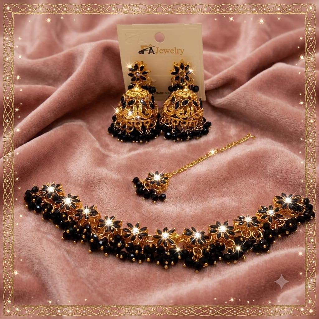 ✨ Elegant Gold-Tone Floral Jewellery Set ✨
